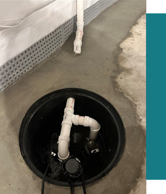 A basement featuring a floor drain
